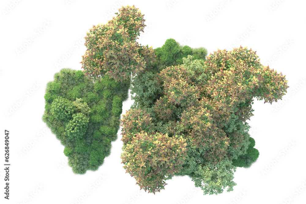 Green landscape isolated on transparent background. 3d rendering - illustration Green landscape isolated on transparent background. 3d rendering - illustration