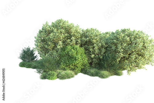 Green landscape isolated on transparent background. 3d rendering - illustration