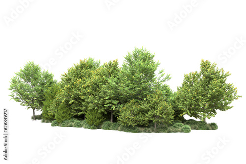 Green landscape isolated on transparent background. 3d rendering - illustration