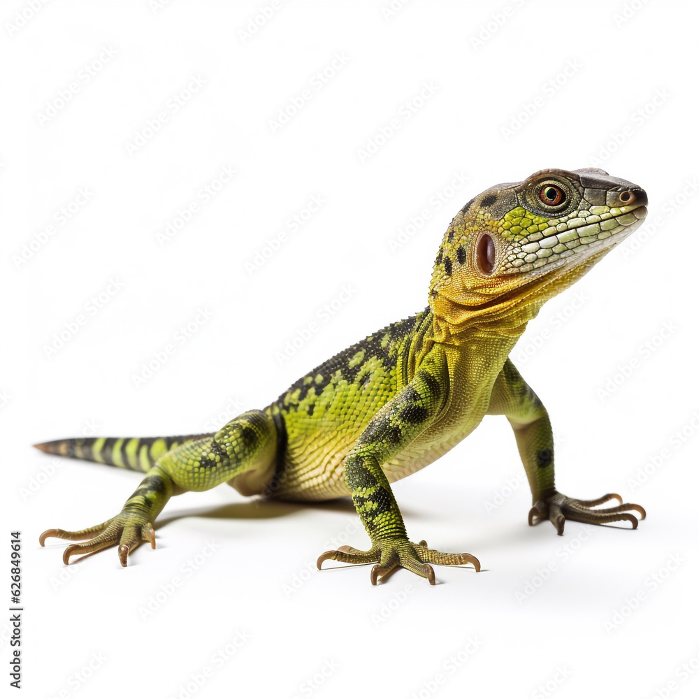 Obraz premium Beautiful big beast lizard looking forward is shown in full length, Ai generated