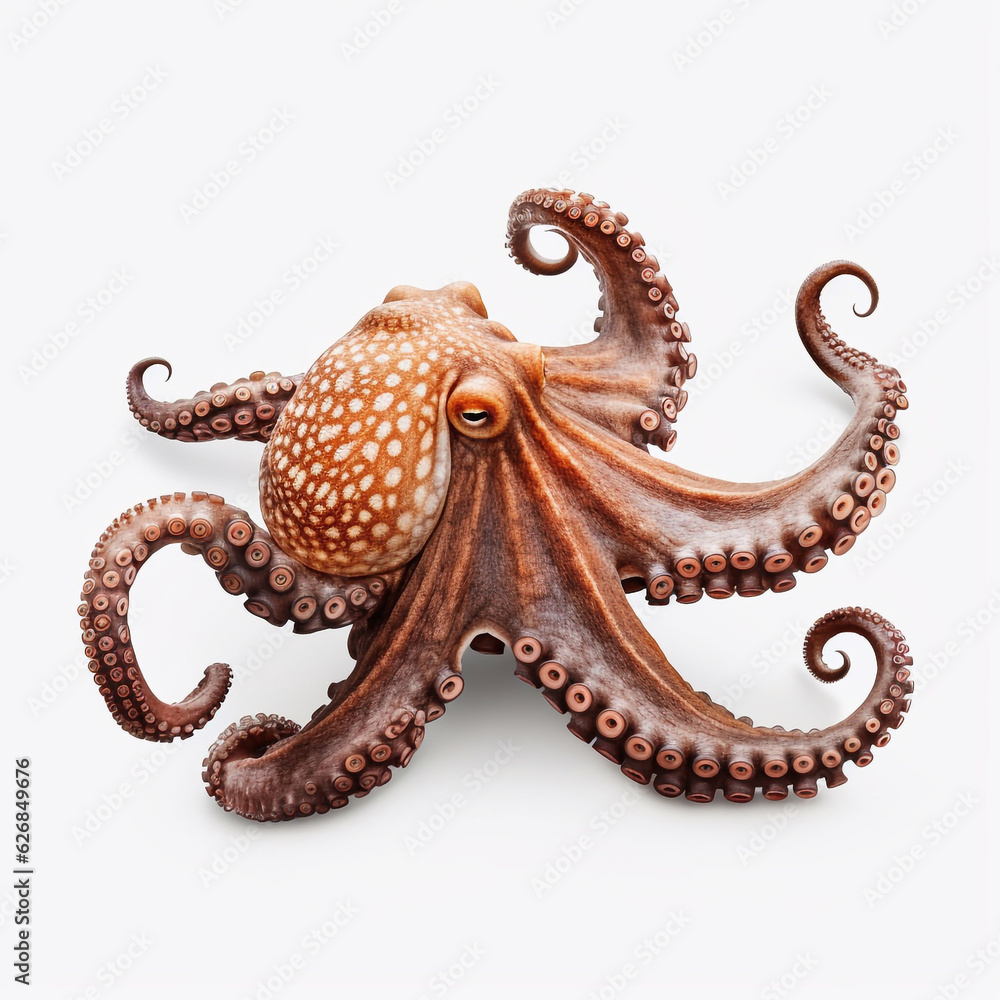 Obraz premium Beautiful big wild octopus looking forward is shown in full length, Ai generated