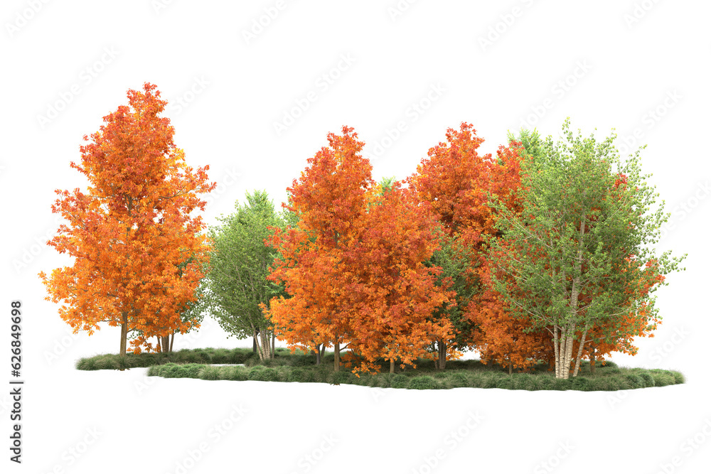 Fototapeta premium Green landscape isolated on transparent background. 3d rendering - illustration