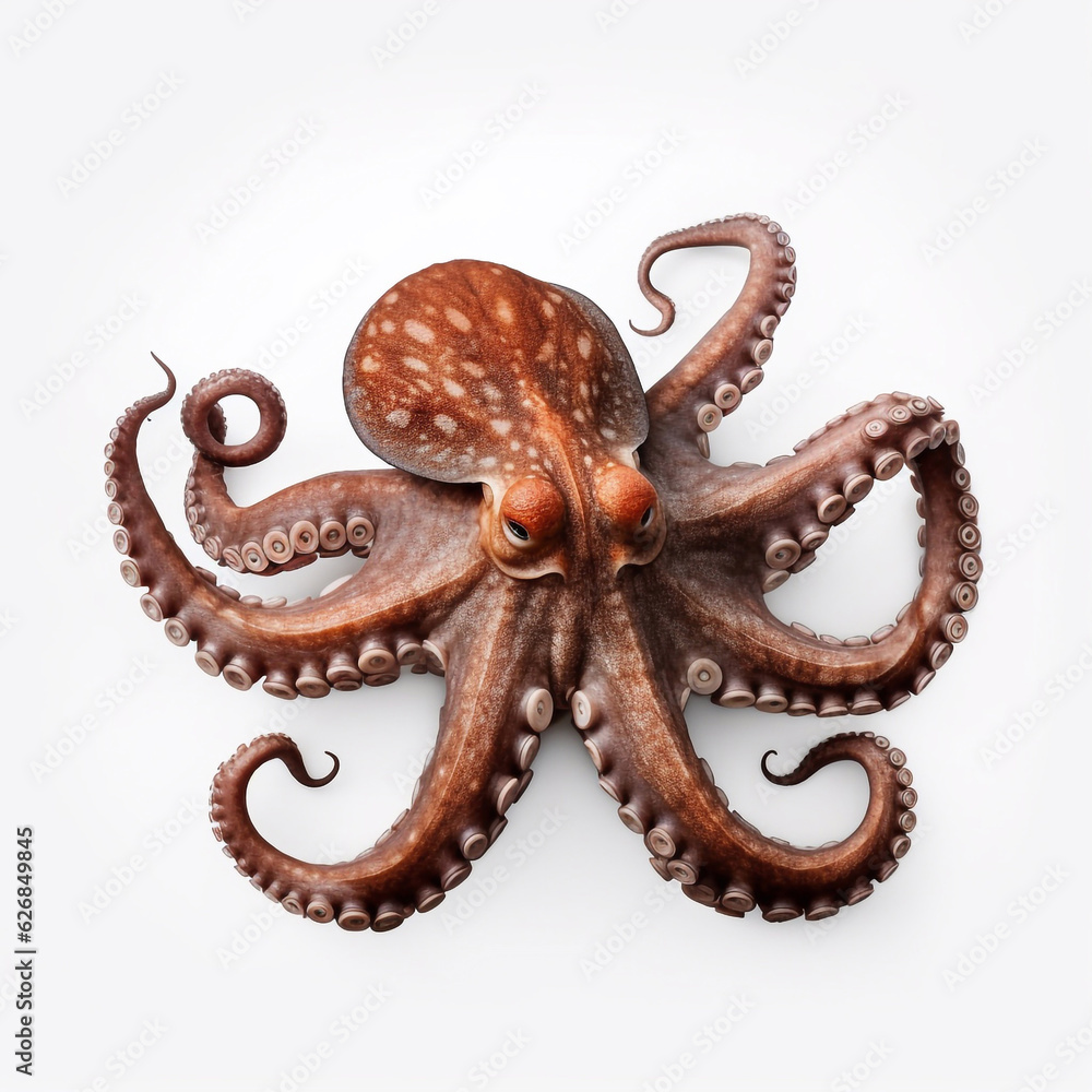 Obraz premium Beautiful big wild octopus looking forward is shown in full length, Ai generated