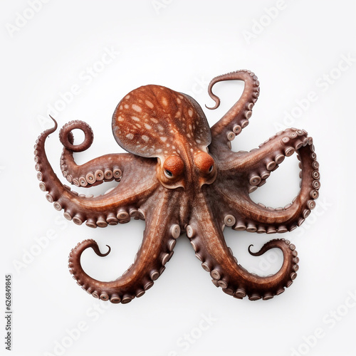 Beautiful big wild octopus looking forward is shown in full length  Ai generated