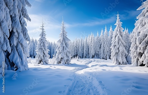 winter landscape with river generative AI © awalcreative