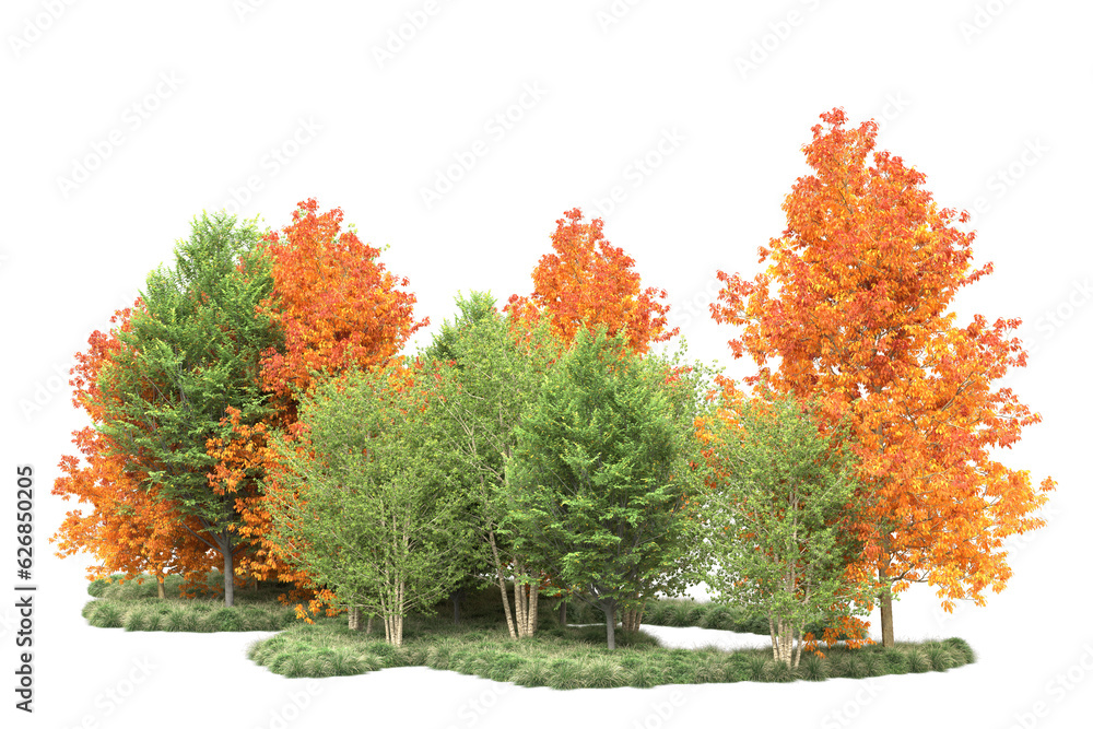 Green landscape isolated on transparent background. 3d rendering - illustration Green landscape isolated on transparent background. 3d rendering - illustration