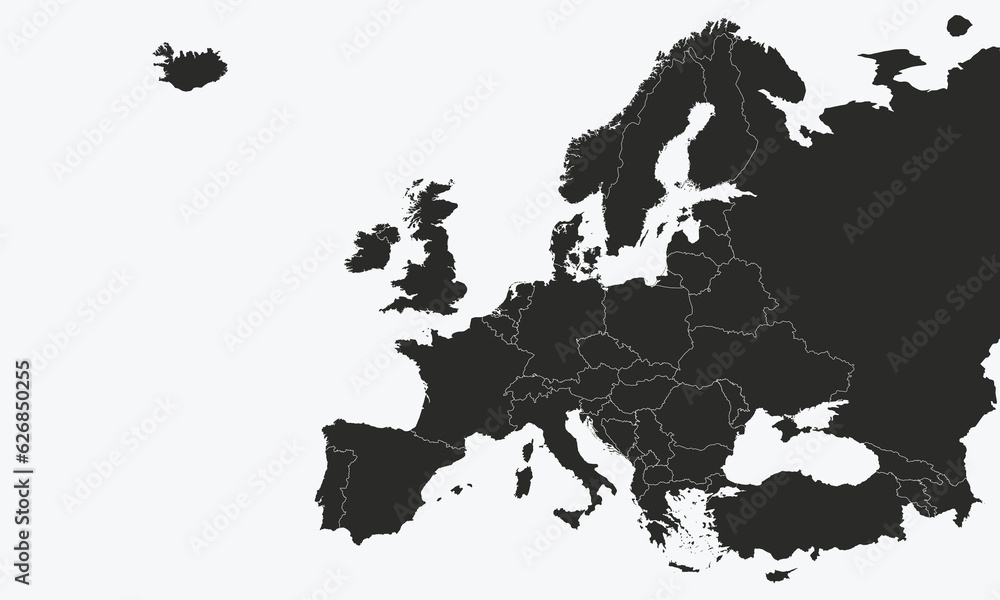 High detailed Europe map isolated on a white background. Europe ...