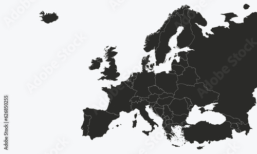 Fotografiet High detailed Europe map isolated on a white background