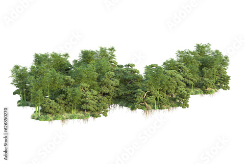 Green landscape isolated on transparent background. 3d rendering - illustration