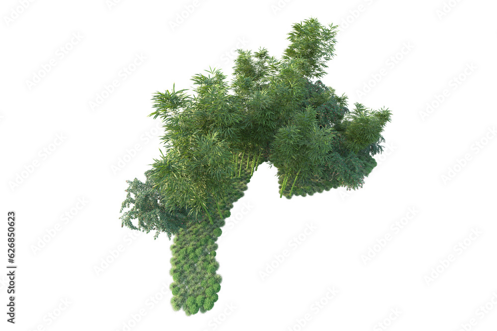 Green landscape isolated on transparent background. 3d rendering - illustration Green landscape isolated on transparent background. 3d rendering - illustration