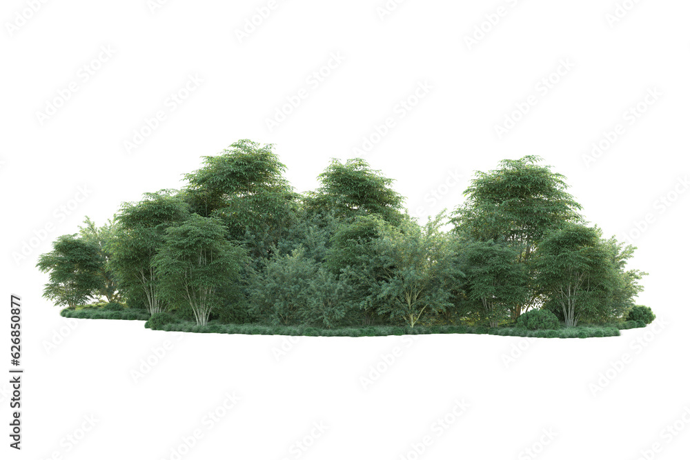 Fototapeta premium Green landscape isolated on transparent background. 3d rendering - illustration