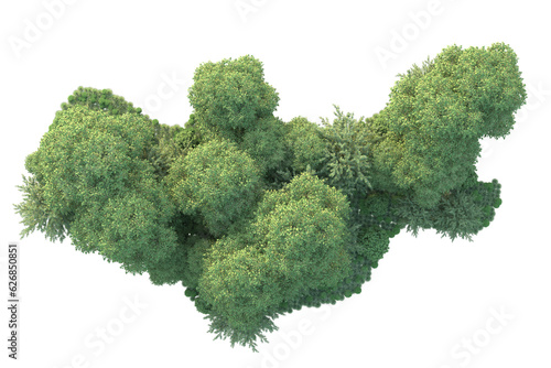 Green landscape isolated on transparent background. 3d rendering - illustration