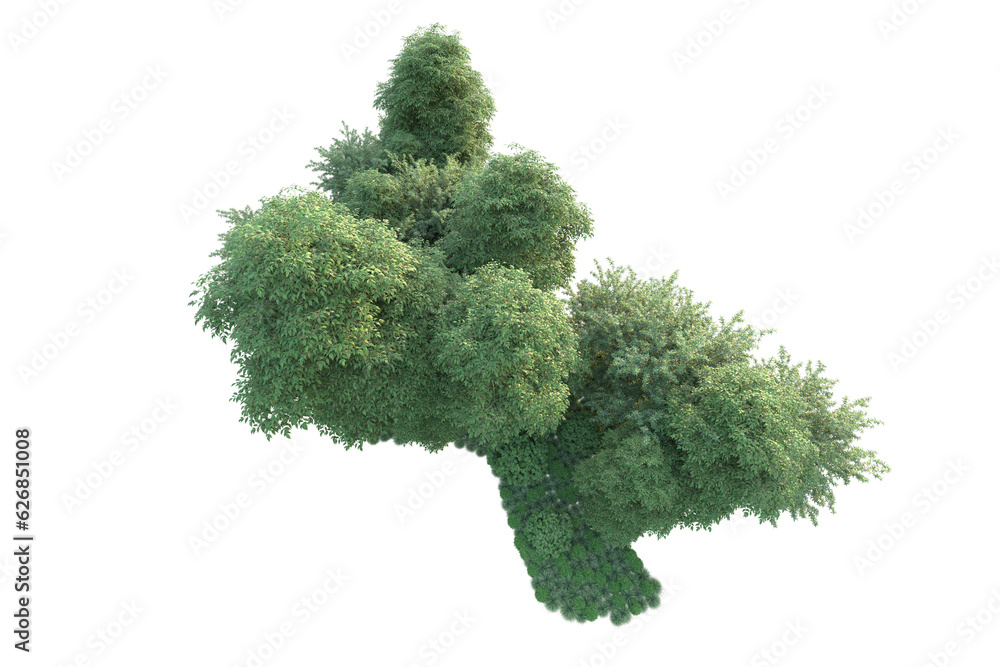 Green landscape isolated on transparent background. 3d rendering - illustration Green landscape isolated on transparent background. 3d rendering - illustration