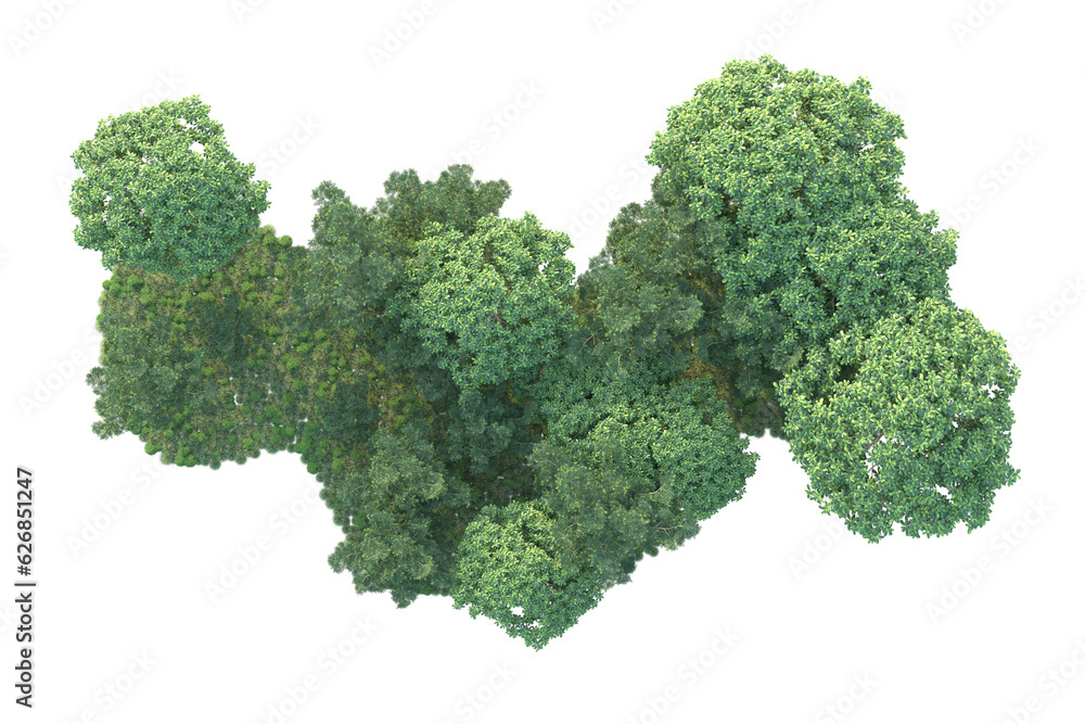 Green landscape isolated on transparent background. 3d rendering - illustration