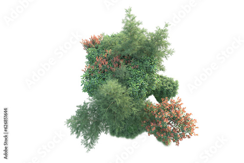 Green landscape isolated on transparent background. 3d rendering - illustration