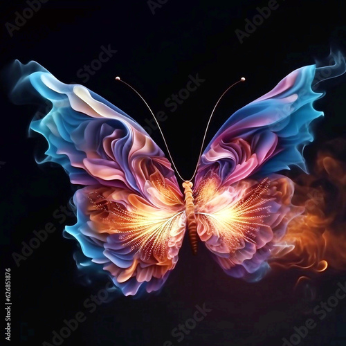 Butterfly with fire effect on black background © Darwin Vectorian