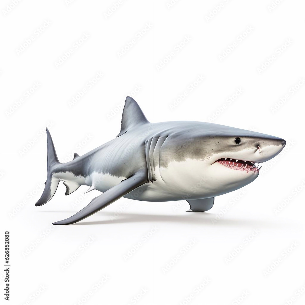 Beautiful big wild shark looking forward is shown in full length, Ai generated Beautiful big wild shark looking forward is shown in full length, Ai generated