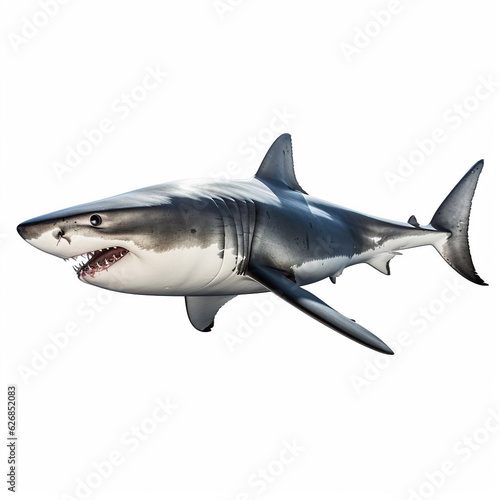 Beautiful big wild shark looking forward is shown in full length, Ai generated