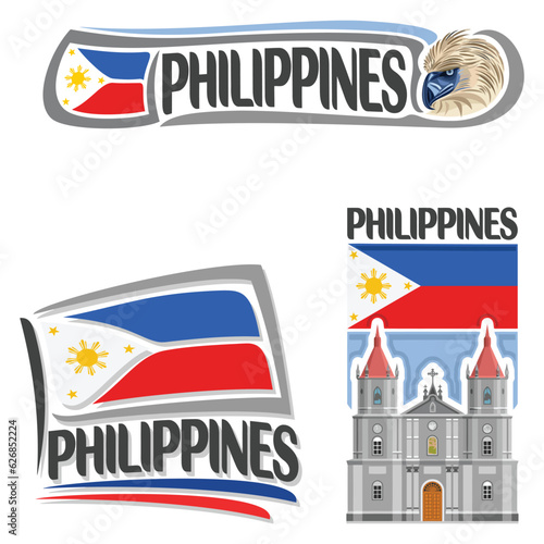 Philippines Flag Travel Souvenir Sticker Skyline Landmark Logo Badge Stamp Seal Emblem EPS Illustration
