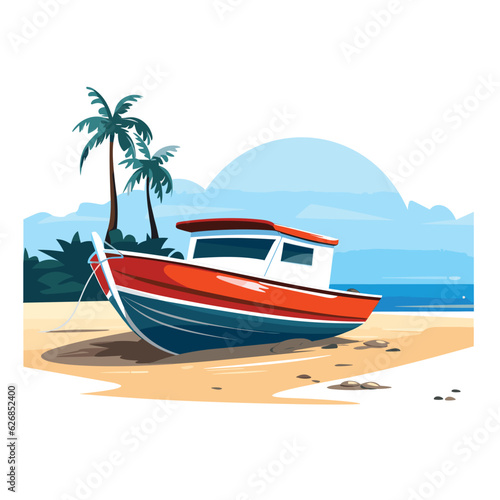 boat on a beach vector flat minimalistic isolated illustration © Zaharia Levy