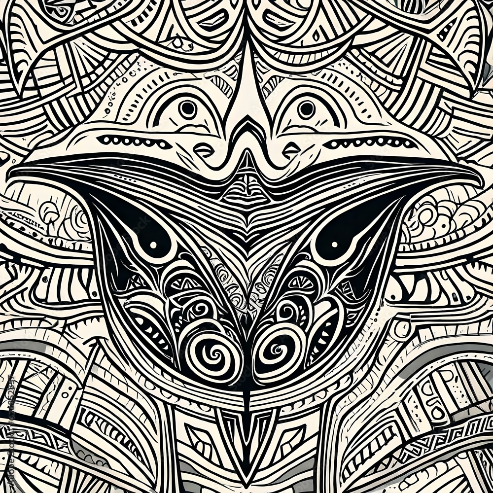 Tahitian tattoo pattern in the shape of a manta ray,