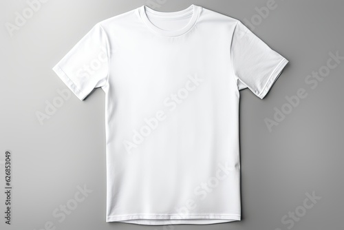 white t-shirt on a gray plain background front and back view