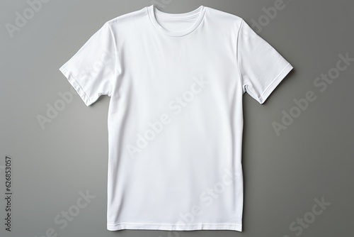 white t-shirt on a gray plain background front and back view