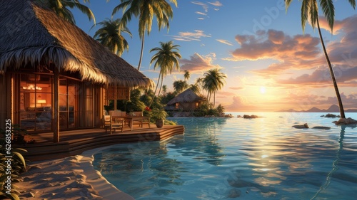 Canvas-taulu maldives bungalow