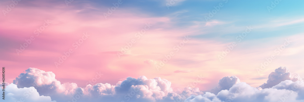Rosa Wolken auf blauem Himmel. Generiert mit KI 