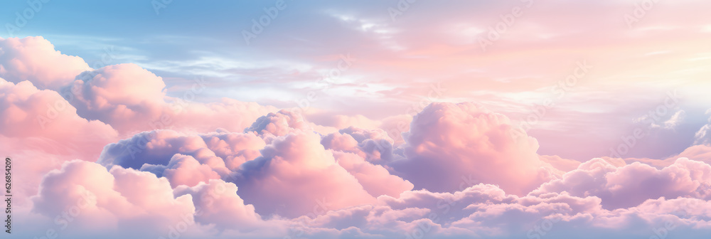 Rosa Wolken auf blauem Himmel. Generiert mit KI 