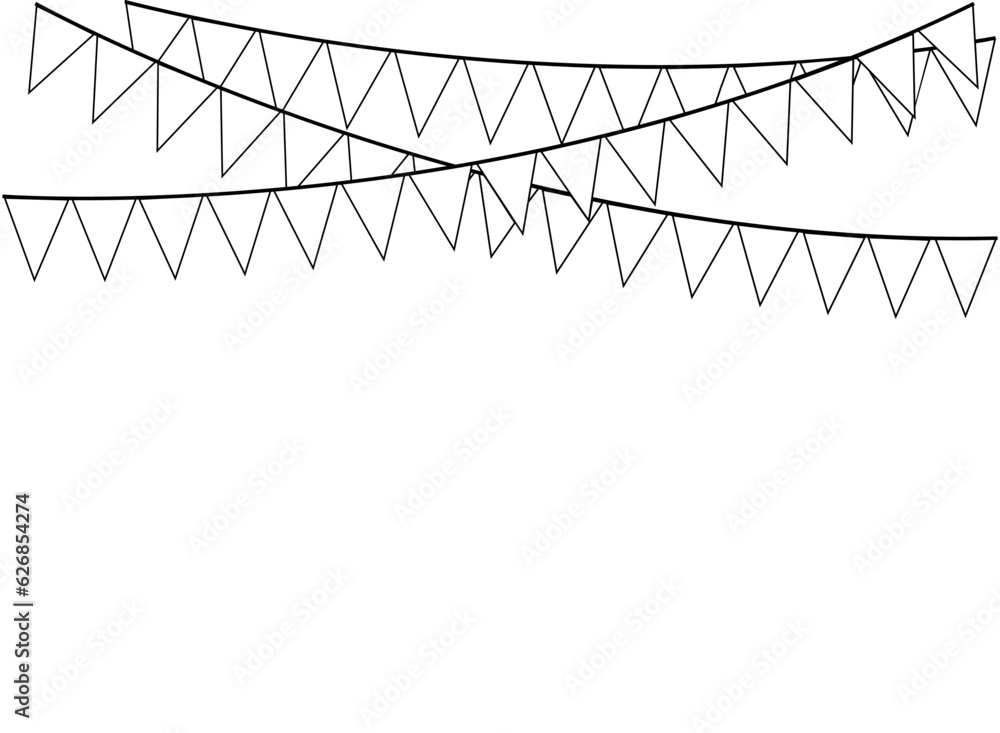 Black and white flag icon drawn in outline isolated on transparent and