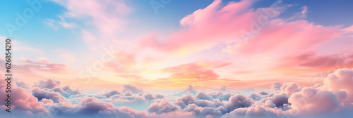 Rosa Wolken auf blauem Himmel. Generiert mit KI  © shokokoart