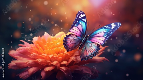 A beautiful butterfly with flowers. Butterfly. Generative Ai