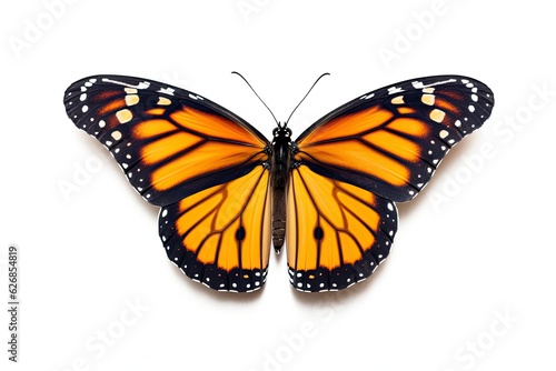A beautiful monarch butterfly isolated on white background. Butterfly. Generative Ai