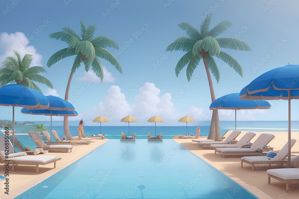 luxurious lounge spa waterpool. AI generated illustration