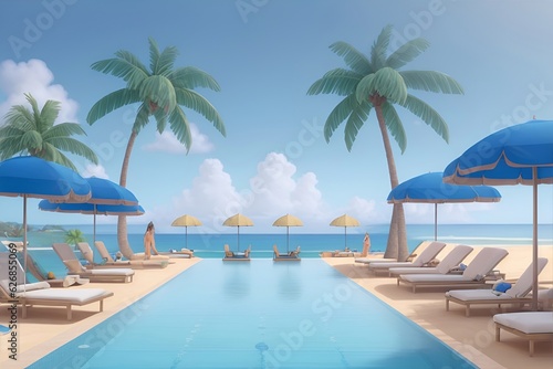 luxurious lounge spa waterpool. AI generated illustration © vector_master