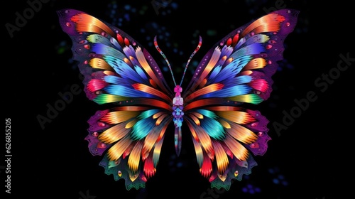 Artwork of Rainbow butterfly. Colorful beautiful butterfly. Generative Ai © tong2530