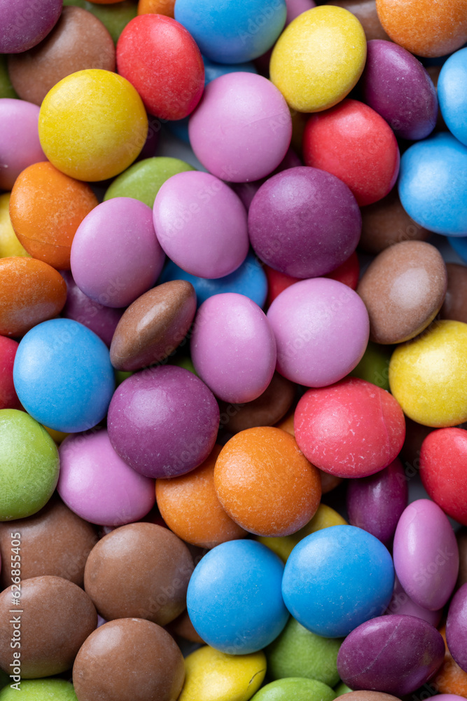 Multicolored chocolates with chocolate filling Multicolored chocolates with chocolate filling