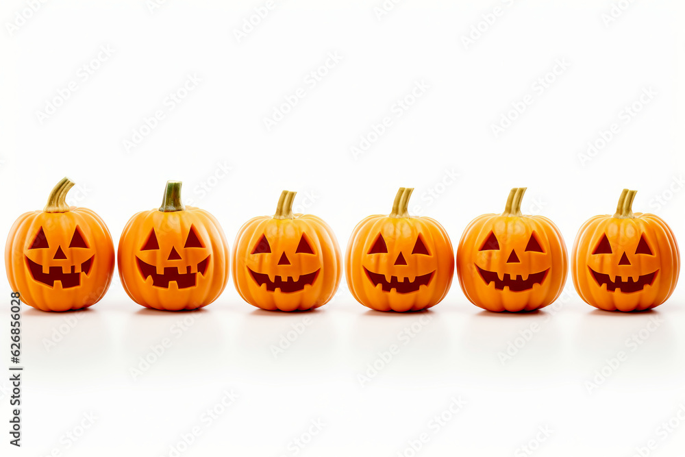 Many Halloween Pumpkins in white background. Many Halloween Pumpkins in white background.