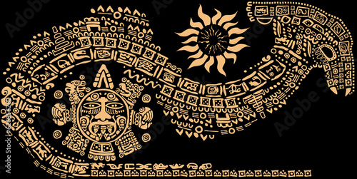 Icon Pack, symbols, letters, masks and pictures of the ancient Maya and Toltec civilization 