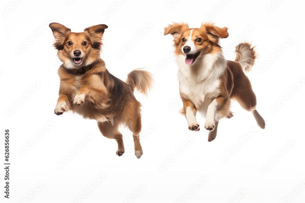 Jumping Moment, Two Manx Dog On White Background. Jumping Moment,Two Manx Dogs,White Background,Photography Tips,Posing Ideas,Prop Choices,Editing Process.