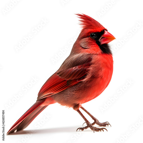 Fotografering Northern cardinal on white background