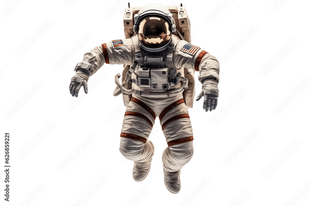 Astronaut in Space Suit Isolated on Transparent Background. Generative AI