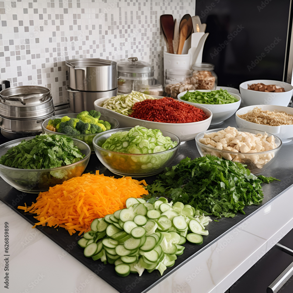 many vegetables ready for cooking AI. many vegetables ready for cooking AI.