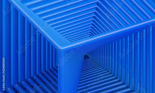 Abstract structure, blue background design, 3d render