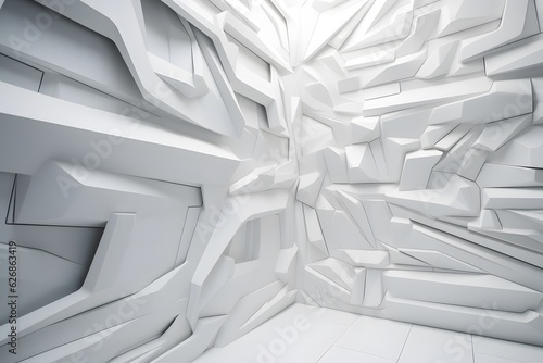 Futuristic white room with textured walls  technology concept background  Generative AI