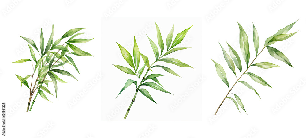 leaves bamboo leaf watercolor ai generated