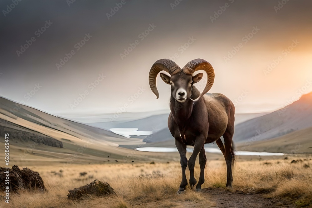 Naklejka premium sheep in the mountains generated Ai.