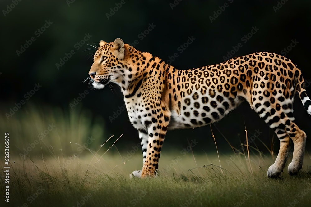 Fototapeta premium leopard in the grass generated Ai.