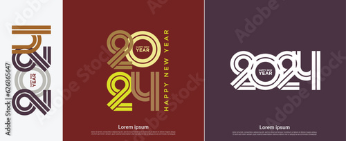 Happy new year 2024 with retro typography. 2024 new year celebration background